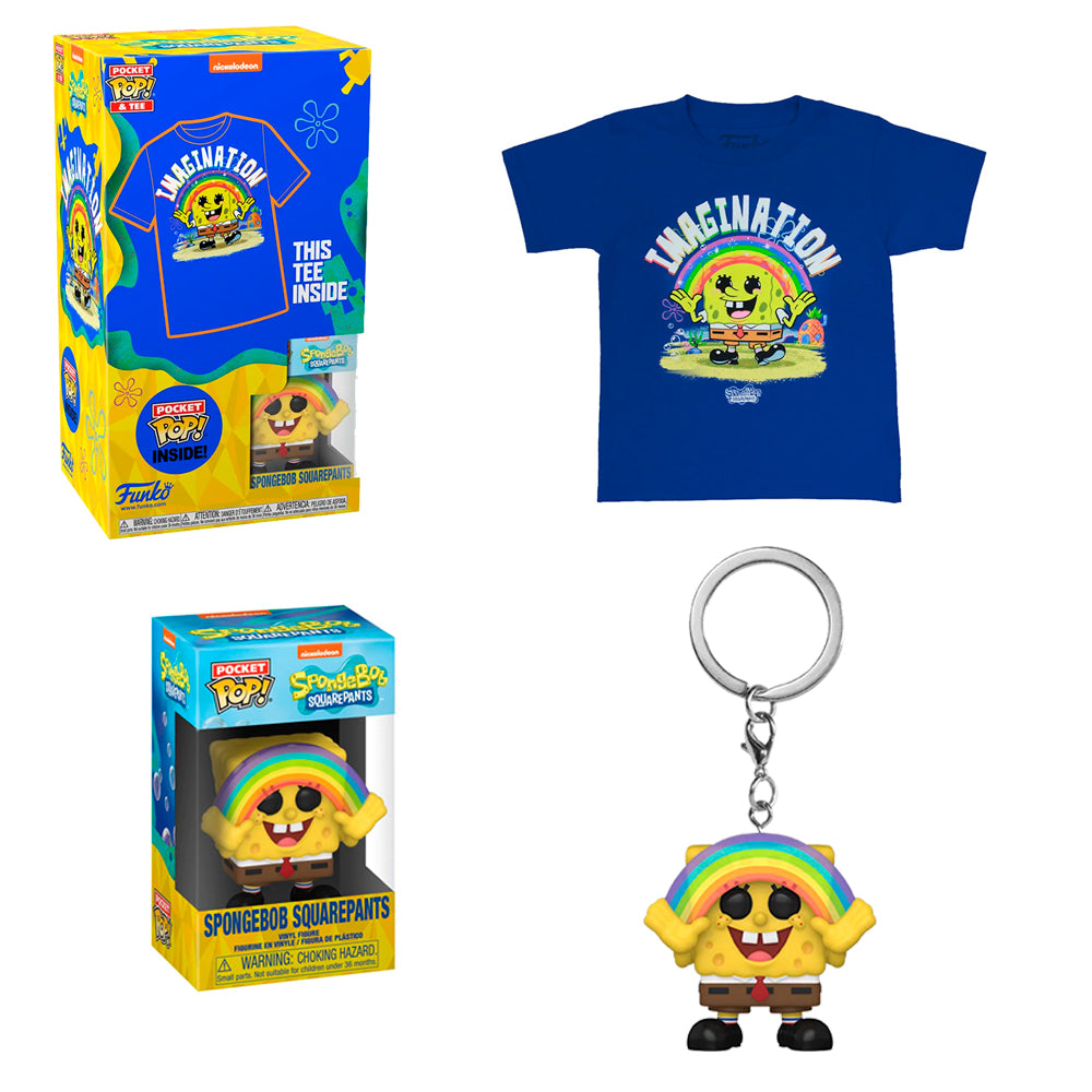 Funko Pop Tee - Bob Esponja - Bob Esponja con Imaginacion Playera Infantil Talla Grande